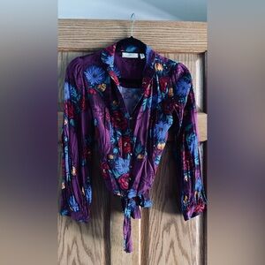 Anthropologie Purple Floral Blouse